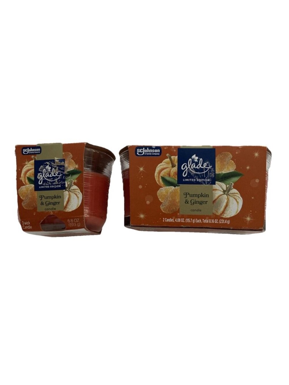 GLADE CANDLES Golden Pumpkin & Spice Limited Edition Scent 3.4 Oz 3 CANDLES